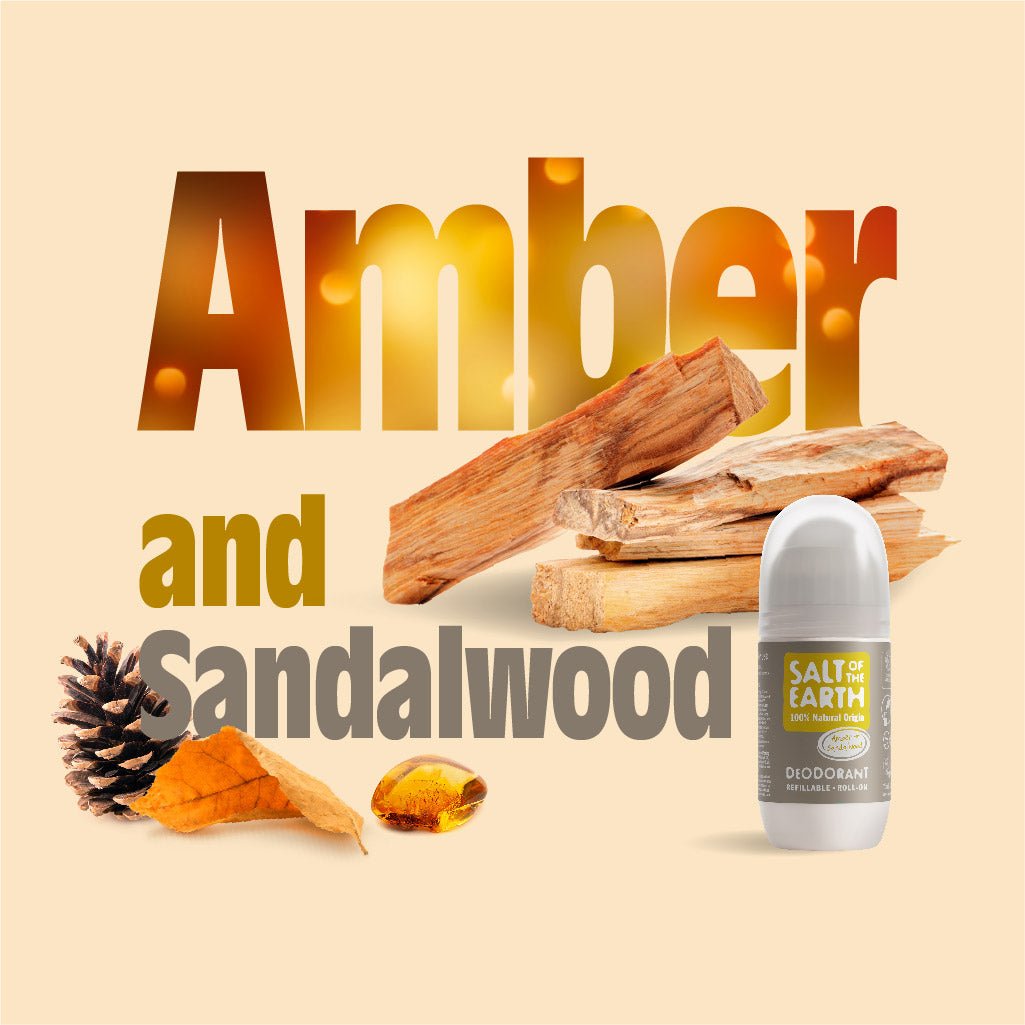 Amber & Sandalwood Natural Refillable Roll-On Deodorant - Salt of the Earth Natural Deodorants