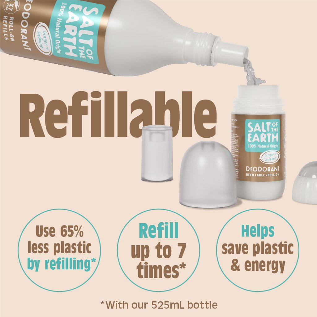 Ginger & Jasmine Natural Refillable Roll-On Deodorant *NEW* - Salt of the Earth Natural Deodorants