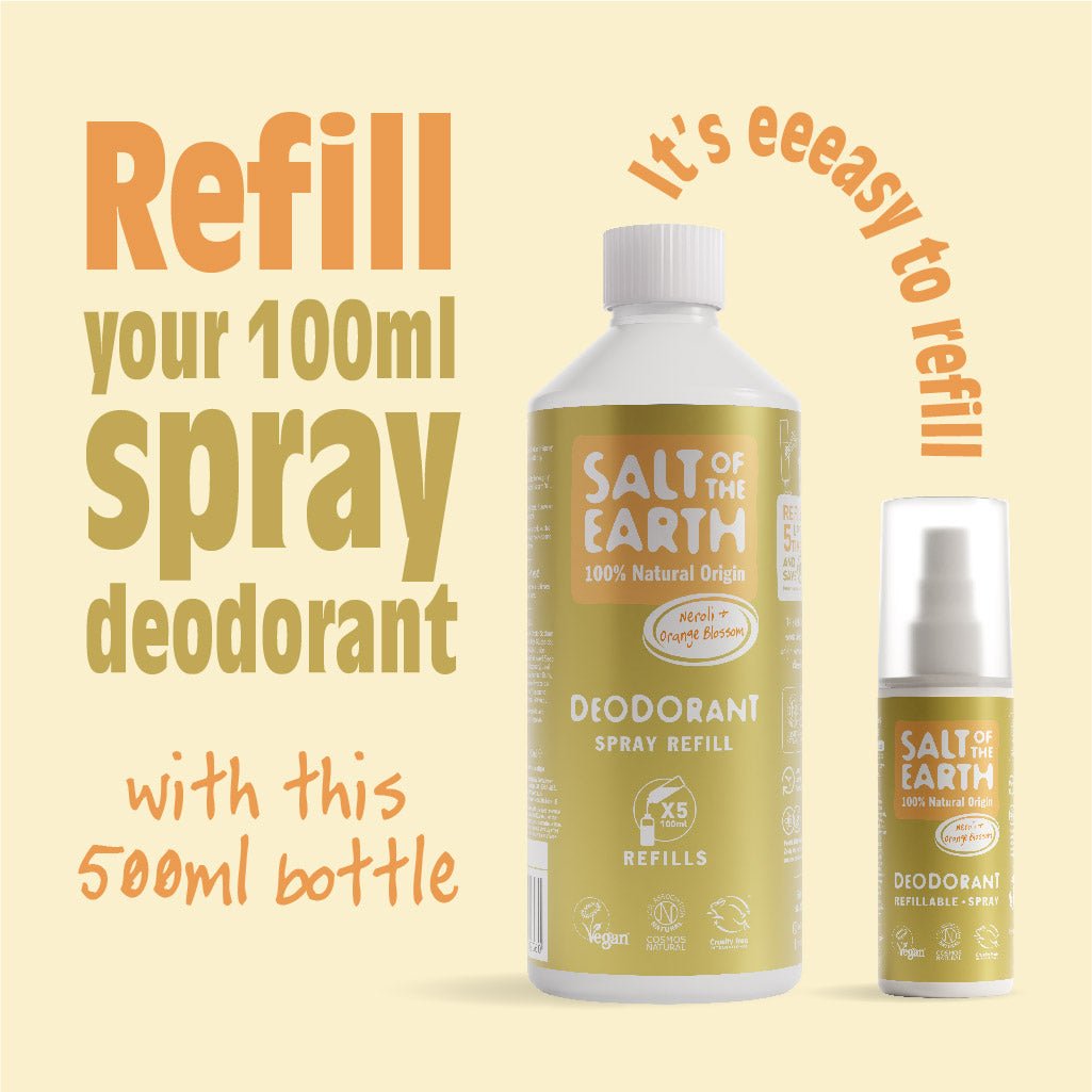 Neroli & Orange Blossom Natural Deodorant Spray 500ML Refill - Salt of the Earth Natural Deodorants